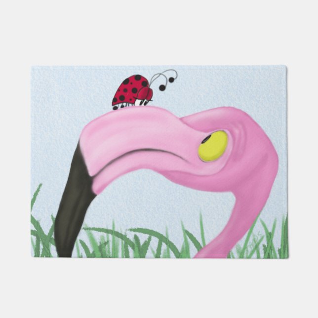 Pretty Pink Flamingo Doormat (Front)