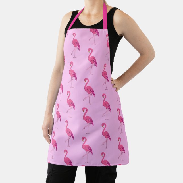 Pretty Pink Flamingo Fuchsia and  Pale Pink Apron (Insitu)