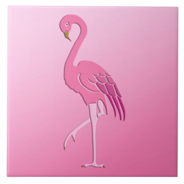 Pretty Pink Flamingo Fuchsia and Pale Pink Tile (Front)
