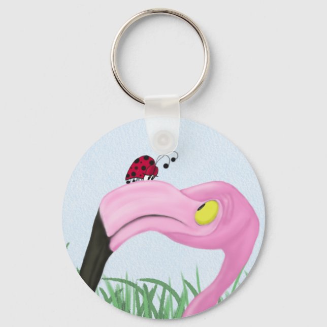Pretty Pink Flamingo Keychain (Front)