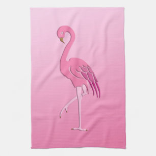 Pretty pink flamingo kitchen towel