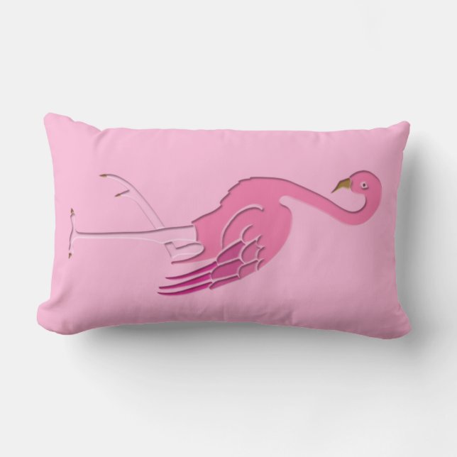Pretty pink flamingo lumbar pillow (Front)
