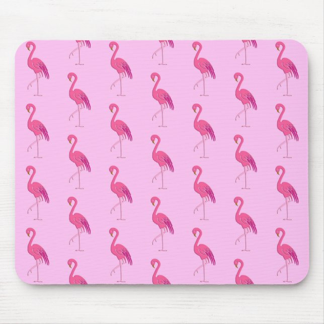 Pretty pink flamingo pattern mouse pad (Front)