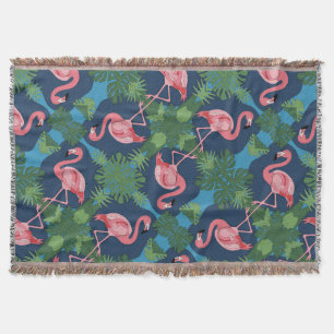 Pretty Pink Flamingo Pattern Throw Blanket