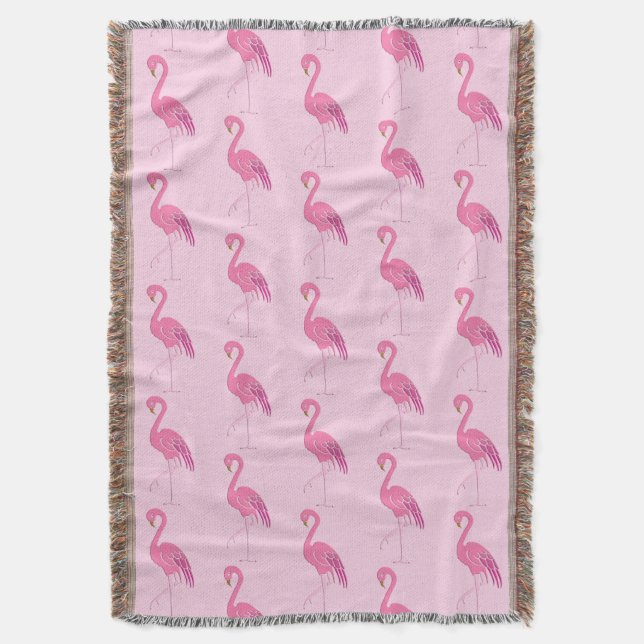 Pretty Pink Flamingo Pattern  Throw Blanket (Front Vertical)