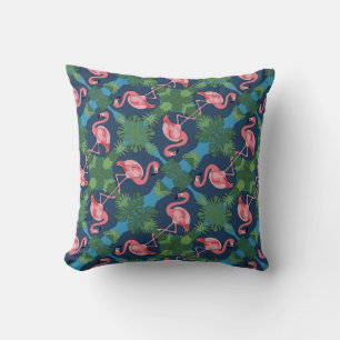 Pretty Pink Flamingo Pattern Throw Pillow