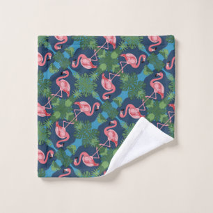 Pretty Pink Flamingo Pattern Wash Cloth