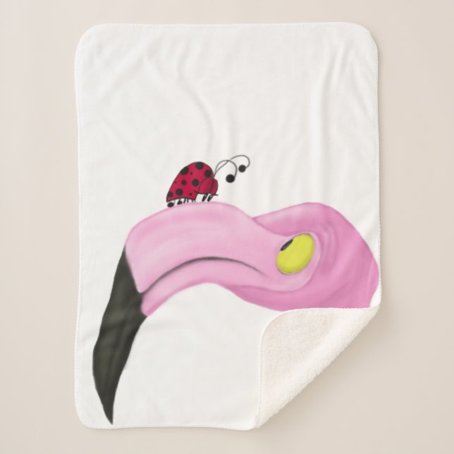 Pretty Pink Flamingo Sherpa Blanket (Front)