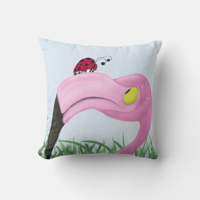 Pretty Pink Flamingo Throw Pillow (Front)