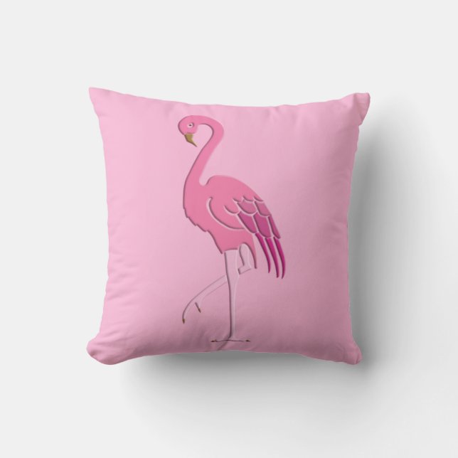 Pretty pink flamingo throw pillow (Front)