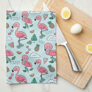 Pretty Pink Flamingos kitchen Towel