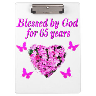 PRETTY PINK FLORAL 65TH BIRTHDAY DESIGN CLIPBOARD