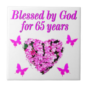 PRETTY PINK FLORAL 65TH BIRTHDAY DESIGN TILE