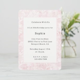 Pretty Pink Floral Birthday   Invitation