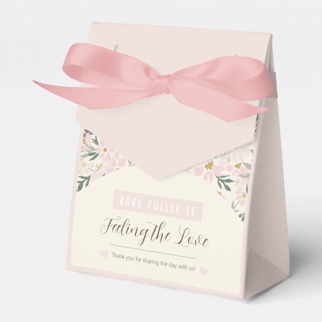 Pretty Pink Floral Boho Baby Shower Invitation Favor Box (Front Side)