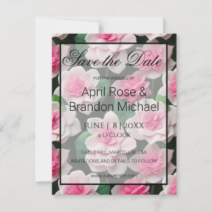 Pretty pink floral boho greenery pattern save the date