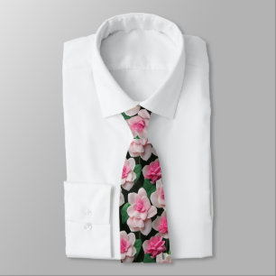 Pretty pink floral boho greenery pattern tie