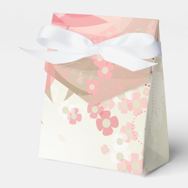 Pretty Pink Floral Bridal Shower Favor Box (Front Side)