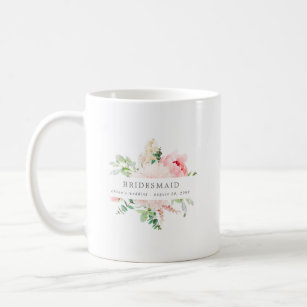 Pretty Pink Floral Bridesmaid Gift Coffee Mug