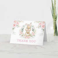 Pretty Pink Floral Bunny Rabbit Baby Girl Folded