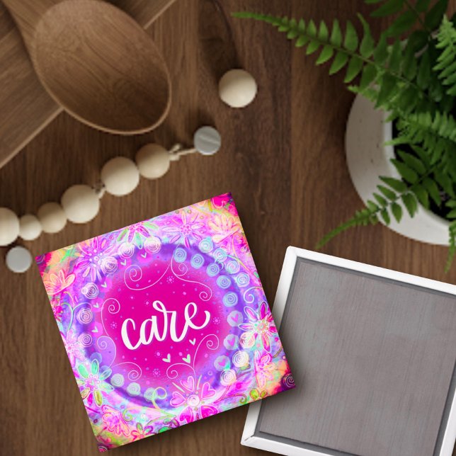 Pretty Pink Floral Care Inspirational Magnet (Creator Uploaded)