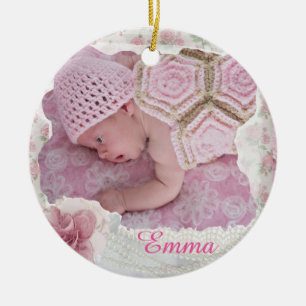 Pretty Pink Floral Christmas Ornament Keepsake