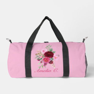 Pretty Pink Floral Duffel Bag