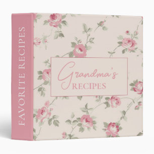 Pretty Pink Floral Gingham Grandmas Recipes Binder