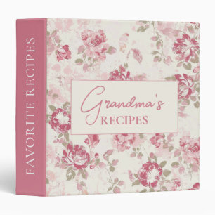 Pretty Pink Floral Gingham Grandmas Recipes Binder