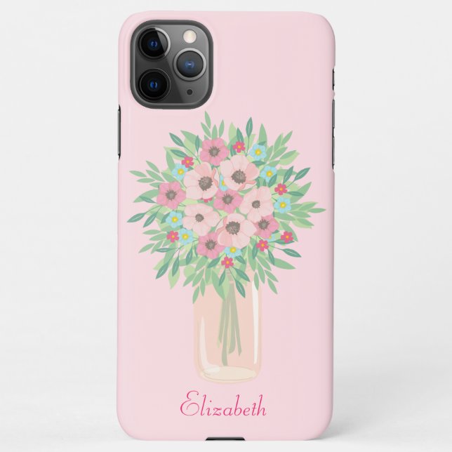 Pretty pink floral iPhone case (Back)