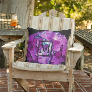 Pretty pink floral Magenta Hydrangea Outdoor Pillow