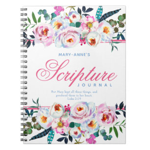 Pretty Pink Floral Named Scripture Notebook
