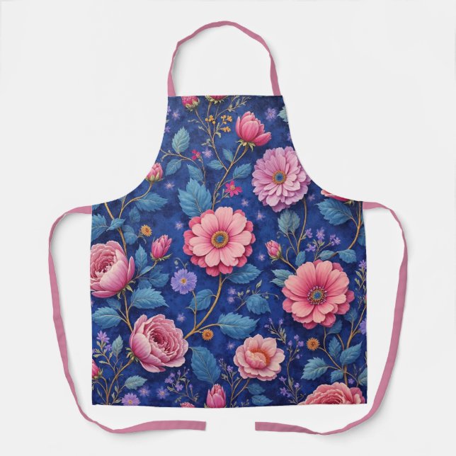 Pretty pink floral pattern apron (Front)