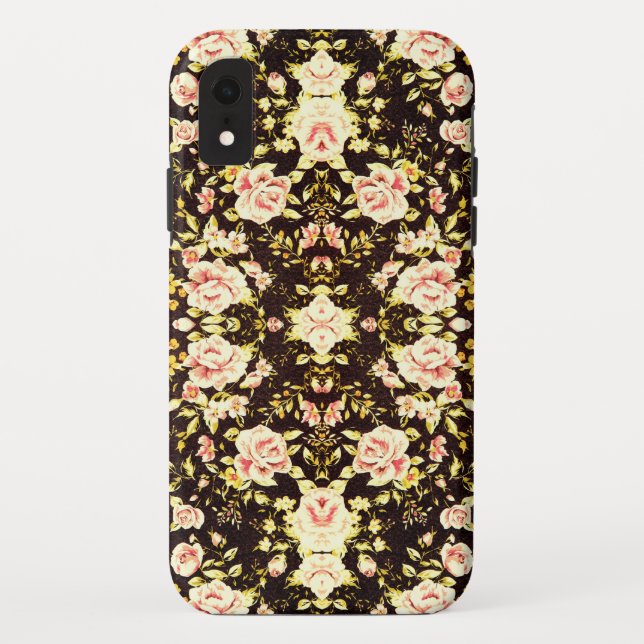 Pretty Pink Floral Pattern, yellow Case-Mate iPhone Case (Back)