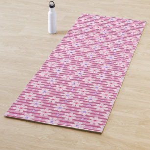 Pretty Pink Floral Pattern Yoga Mat