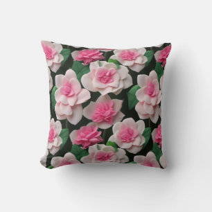 Pretty pink floral pink roses pink dahlias peonies throw pillow