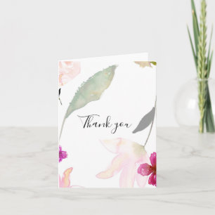 Pretty Pink Floral Thank you Card