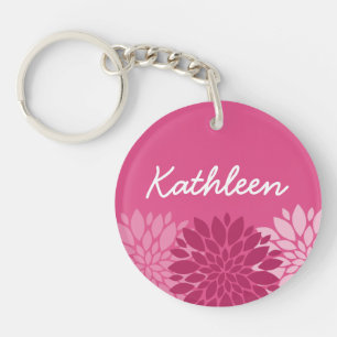 Pretty Pink Floral Trio with Name Keychain