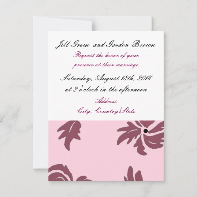 Pretty Pink Floral Wedding Invitation (Front)