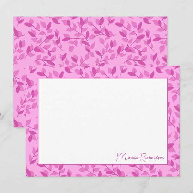 Pretty Pink Florals Modern Script Personalized Card (Front/Back)