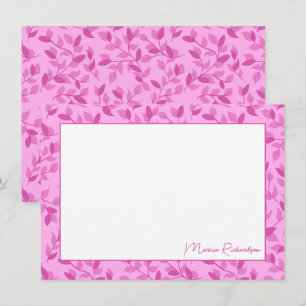 Pretty Pink Florals Modern Script Personalized Card