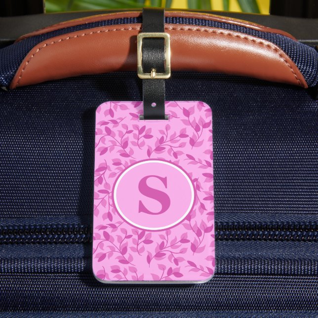 Pretty Pink Florals Monogram Personalized Luggage Tag (Front Insitu 2)