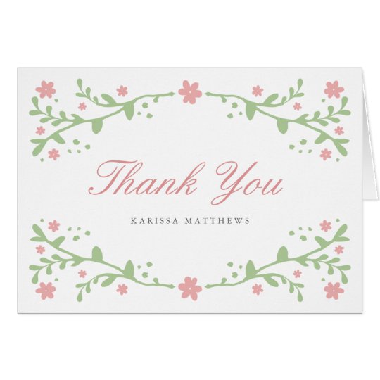 Pretty Pink Florals Thank You Note Card
