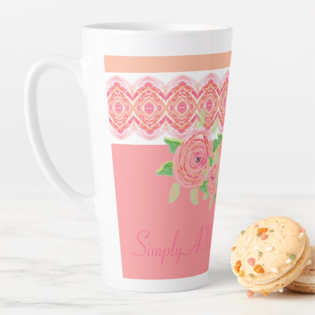 Pretty Pink Flower Accented Latte Mug (In Situ)