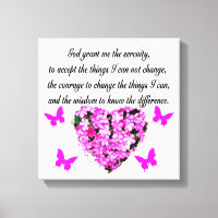 PRETTY PINK FLOWER AND BUTTERFLY SERENITY PRAYER