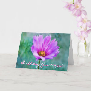 Pretty Pink Flower Artsy Birthday Card