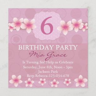 Pretty Pink Flower Birthday Invite