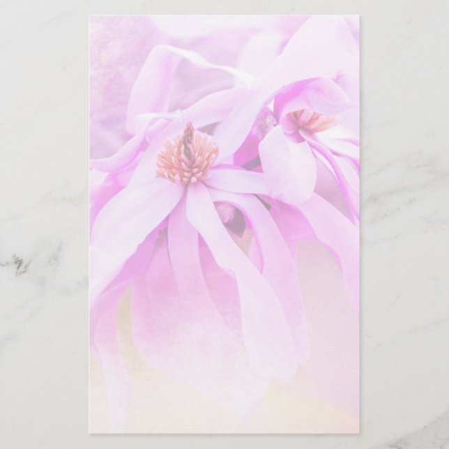 Pretty Pink Flower Blossoms Stationery (Front)