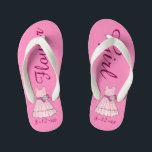 Pretty Pink Flower Girl Dress Bridal Party Wedding Kid's Flip Flops<br><div class="desc">Flip flops feature an original marker illustration of a pretty pink flower girl dress, with FLOWER GIRL in a fun font. Great little gift for your wedding party! Simply personalize with the date of your event. Coordinating designs available for other bridal party members. Designer is available to create and upload...</div>