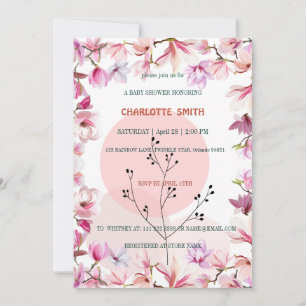 Pretty Pink Flower gradient floral baby shower Invitation